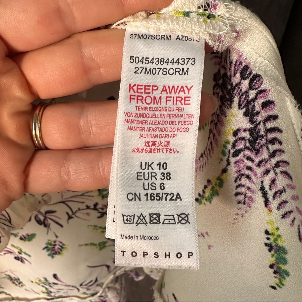 Topshop Floral Ruffle Mini Skirt Tiered Ivory Multi Cottagecore US 6 - Picture 7 of 10